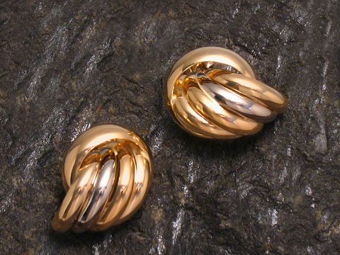 Ohrringe tricolor - Gold 585 Ohrstecker - 23,5 mm