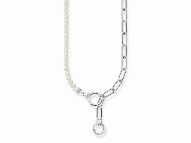 Thomas Sabo Carrier KE2193-167-14-L47V - 47 cm Silber & Perle & Zirkonia - Weiß - elegante Gliederkette