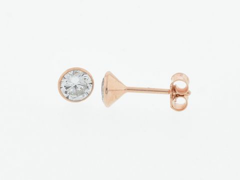 Silber Ohrringe - Kelch - Silber rosé vergoldet - 5,2 mm - Zirkonia