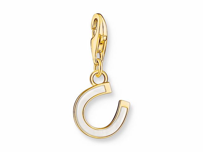 Thomas Sabo 2018-427-14 Charm-Anhänger - Hufeisen - Silber Gelbgold verg. & Kaltemail - Weiß