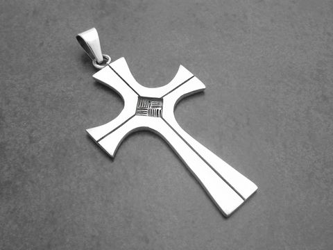 Kreuz - Overlaytechnik -925 Sterling Silber Anhänger-