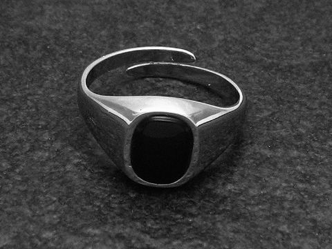 Silberring rho. MODISCH Gr. verstellbar - Onyx schwarz