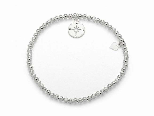 DUR Schmuck A1567.KOMPASS - Sterling Silber Armband Kugel Kompassrose - 19,5 cm