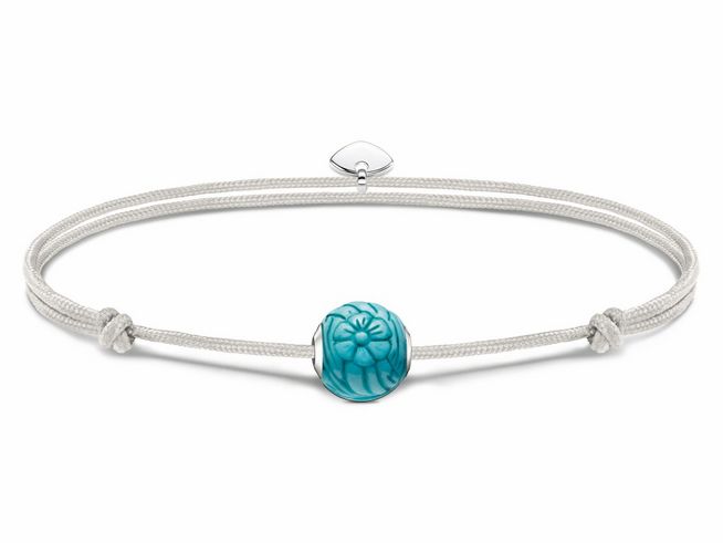 Thomas Sabo A2117-010-17-L22V Armband - Textil mit Karma Bead - Silber & Aventurin - Türkis - bis 22 cm