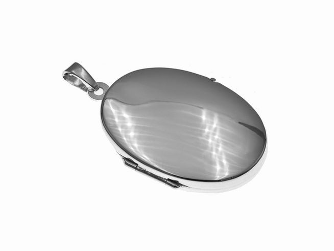 Silber Medaillon - oval - schlicht elegant - rhodiniert