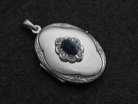 Sodalit blau - Medaillon Cabochon Sterling Silber - Zirkonia