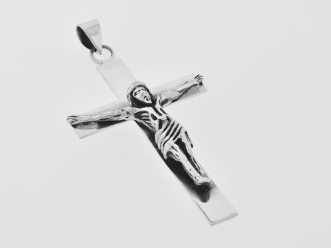 Jesus Kreuz 925 Sterling Silber Anhänger - plastisch