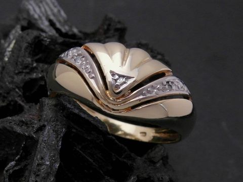 Gold Ring - prachtvoll - Gold 585 bicolor - Diamant - Goldring - Gr. 57