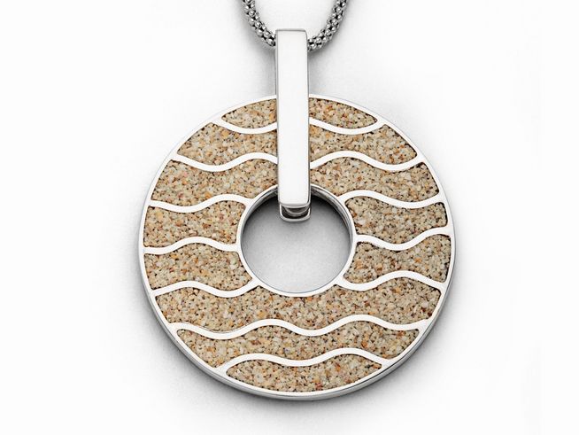 DUR Schmuck P3284 - Sterling Silber Anhänger Welle - Strandsand -