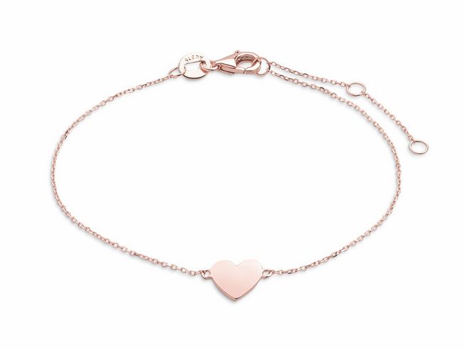 Xenox Gold ARMBAND XG4208R - 15-18 cm - HEART - Roségold Karreekette 375 GOLD - Herz