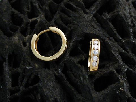 Creolen 1,3 cm - Gold 585 - graziös - Diamant