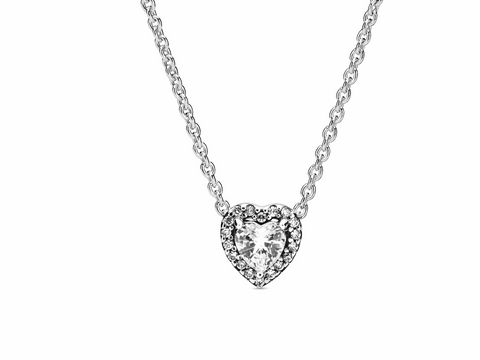 Pandora 398425C01-45 - Heart - Herz Sterling Silber Collier + Zirkonia - 45 cm