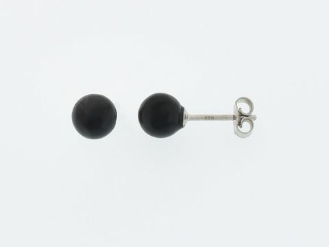 Silber Ohrringe - Kugel - Silber - zeitlos - Onyx - Stecker