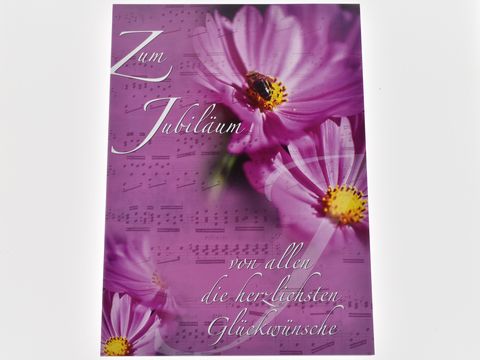 Glückwunschkarte - Notenblatt mit Blumen