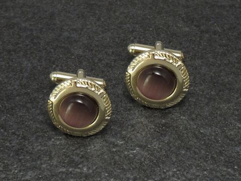 Manschettenknöpfe - LILA - DESIGN - 17,4 mm - goldfarben