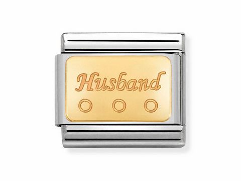 Nomination 030153 16 - Composable Classic PLAKETTE SYMBOLE Edelstahl + 18kt Gold Husband mit Punkten