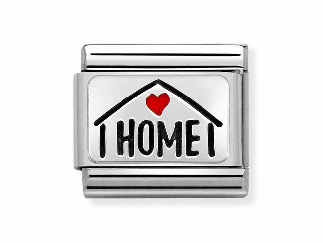 Nomination Classic 330208 54 - PLAETTCHEN - Edelstahl Emaille - & Sterling Silber - Home mit Herz