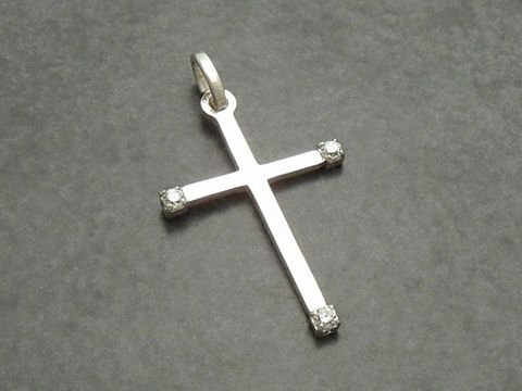 Kreuz Anhänger - 925 Sterling Silber - Zirkonia rhod.