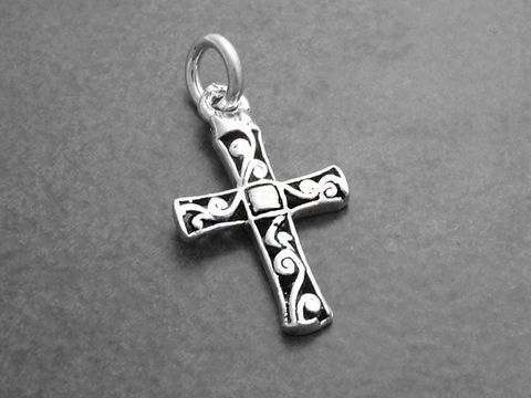 Kreuz mit Ornamenten -Sterling Silber Anhänger-