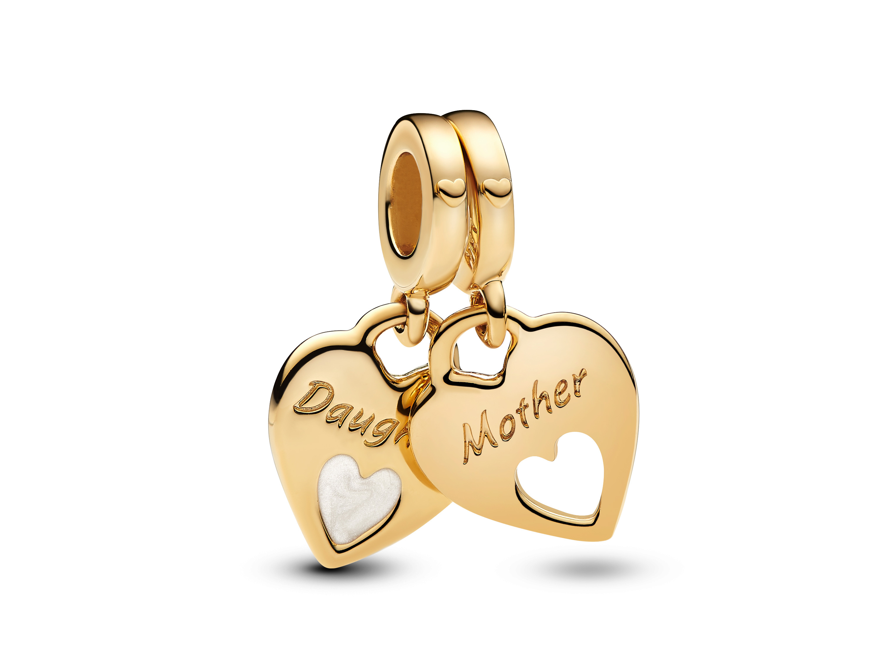 Pandora 769187C01 Doppeltes Herz - geteilt - Mother & Daughter - Gelbgold vergoldet - Emaille