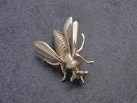 Gold Brosche tierisch Gold 333 Fliege Anstecknadel Hersteller Juwelier Harnisch Broschen detailreich gearbeitet, glänzende Oberfläche, dekoratives Insektendesign ideal zum Schmucktragen.