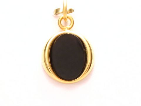 Onyx oval - Anhänger mit Gold Auflage (Doublé)