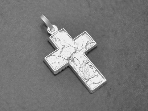 Silber Kreuz - Designermuster - Sterling Silber Anhänger - 23 mm