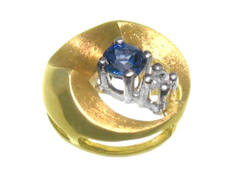 Rund - Diamant Gold 585/- Anhänger - bicolor - 10 mm