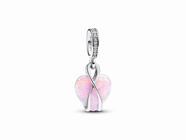 Pandora 793202C01 Mum Schillernder Herz Charm-Anhänger - Silber - Steinmix Pink