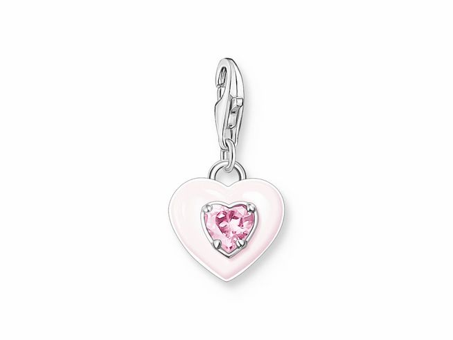 Thomas Sabo 1915-041-9 Charm-Anhänger - Silber + Emaille + Zirkonia - pink - Herz