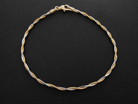 Armband verschlungenes - 1,9 x 1,9 mm - Gold 585 bicolor - diamantiert - 19 cm