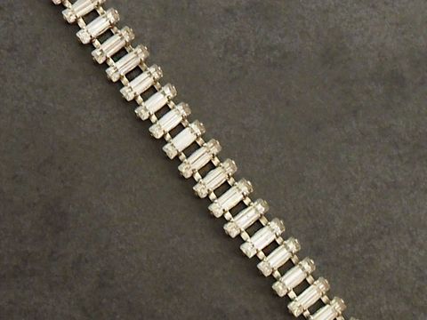 Strass Armband - fein - WEIß - 18,5 cm - silberfarben