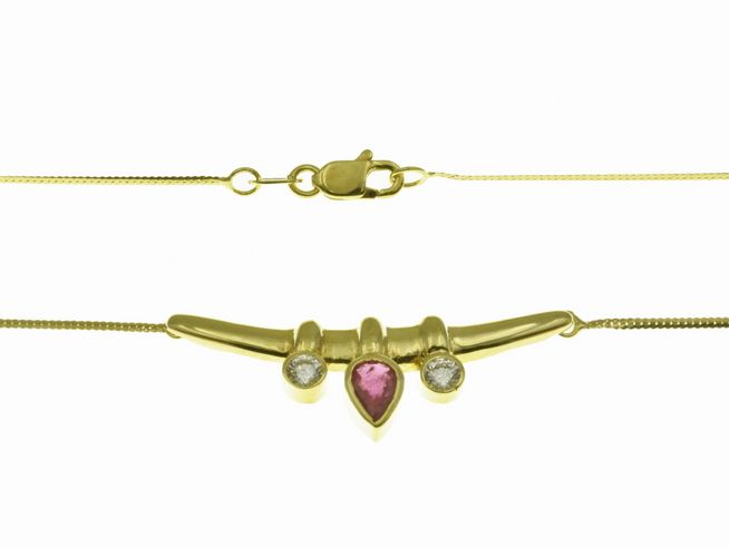 Mittelteilcollier Gelbgold 333 Rubin & Zirkonia - 42 cm - edel