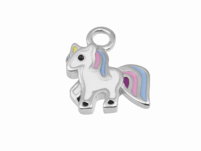 Einhänger 1 Stück Links für Creolen Einhorn - Sterling Silber - rhodiniert