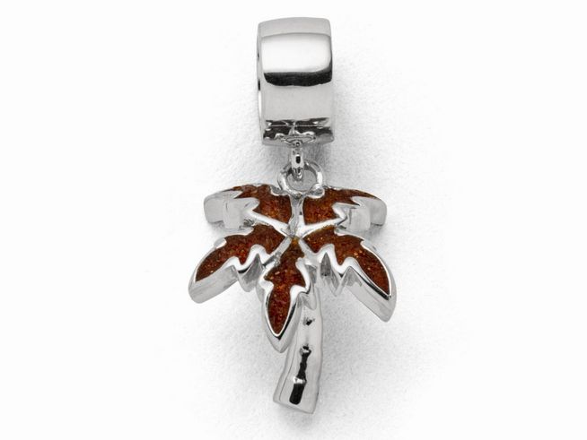 DUR Schmuck F293 - Sterling Silber Charm Palme Bernstein - Bernstein -