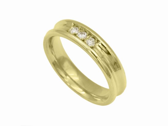 Gelbgold Ring - edel - Gelbgold 585 - Diamant 0,15 ct w-p2 - Gr. 56