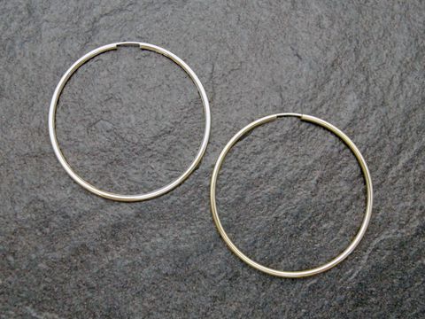 Gold Creolen 5 cm - Gold 585 - 2 mm - Ohrringe