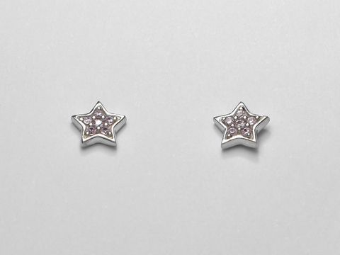 Silber Ohrringe - Stern - Sterling Silber - niedlich - Zirkonia - rosa - Stecker