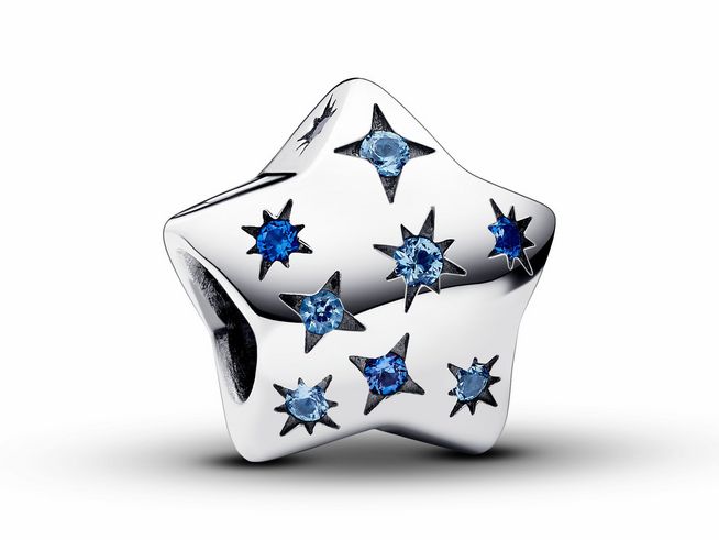 Pandora 792974C01 - Auffälliges Funkelndes Stern Charm - Sterling Silber - Kristall Blau