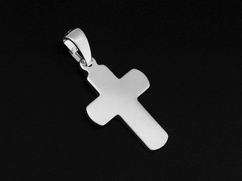 Kreuz - Silber Anhänger - 925 Sterling Silber rhodiniert - abgerundete Ecken- 1,8 cm