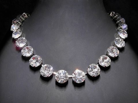 Strass Kette - glamourös - weiß - Strassschmuck - 39-42 cm