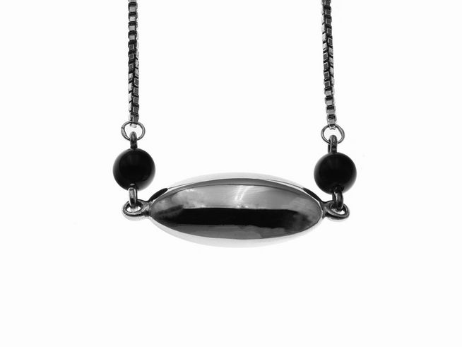 Kette mit Anhänger ausdrucksstark - echt Silber - Onyx - 44 cm