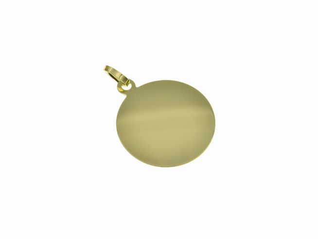 Gold Anhänger - 12,6 mm - Gravurplatte - rund