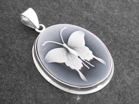 Anhänger Schmetterling Achat Gemme - Sterling Silber