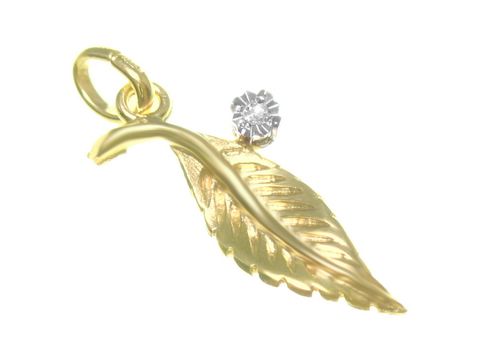 Blatt - Diamant Gold 585/- Anhänger - Gelbgold -