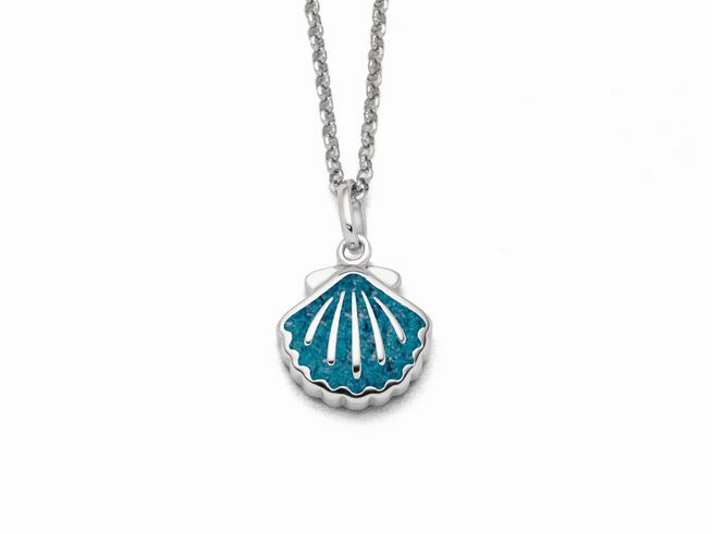 DUR Schmuck K2802 - Sterling Silber Kette Muschel Steinsand Blau - Steinsand - 45 cm