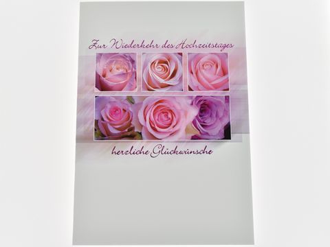 Hochzeitskarte - Rosafarbende Rosenblüten