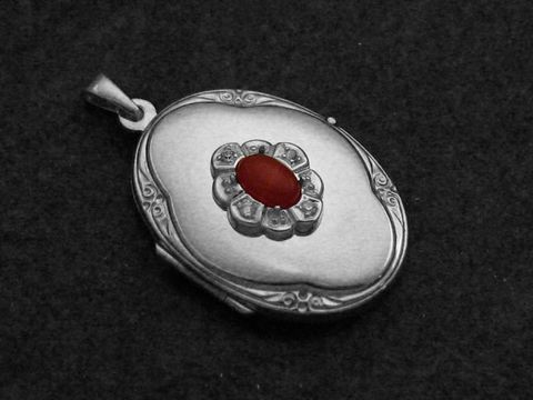 Karneol Medaillon Cabochon Sterling Silber rhod.