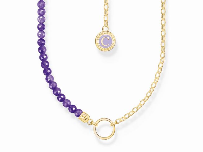 Thomas Sabo KE2190-427-13-L37V Kette - Carrier - Glieder Beads in Violett - Silber Gelbgold verg. & Kaltemail - Violett - 32 bis