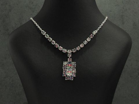 Strass Collier Kette - schmeichelnd - bunt 38-45 cm - STRASS